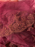 Maroon Lace Veil - 150cm