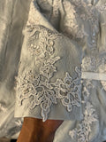 Modest Full Linen Grey Dress - Size 4-6
