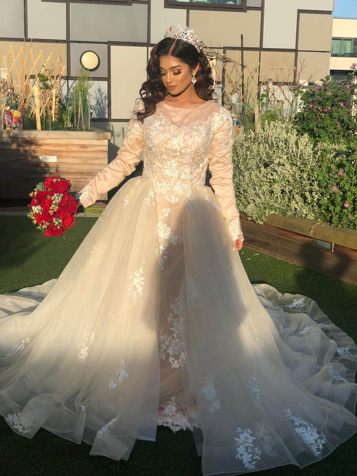 Sexy Strapless Overskirt Wedding Gown – HAREM's Brides