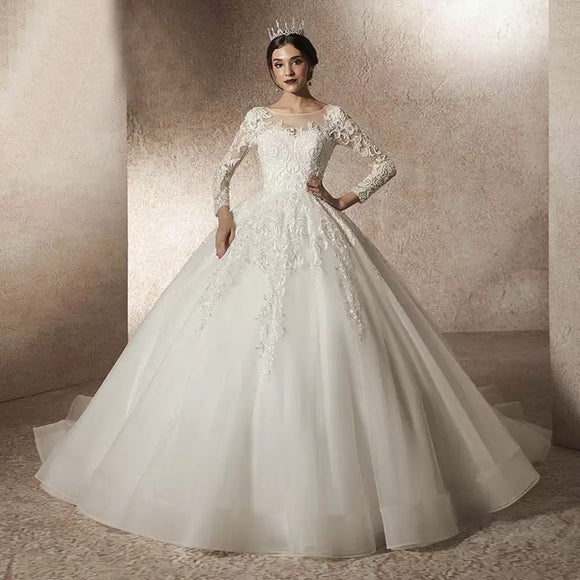 Stunning Lace Beaded A Line Wedding Dress